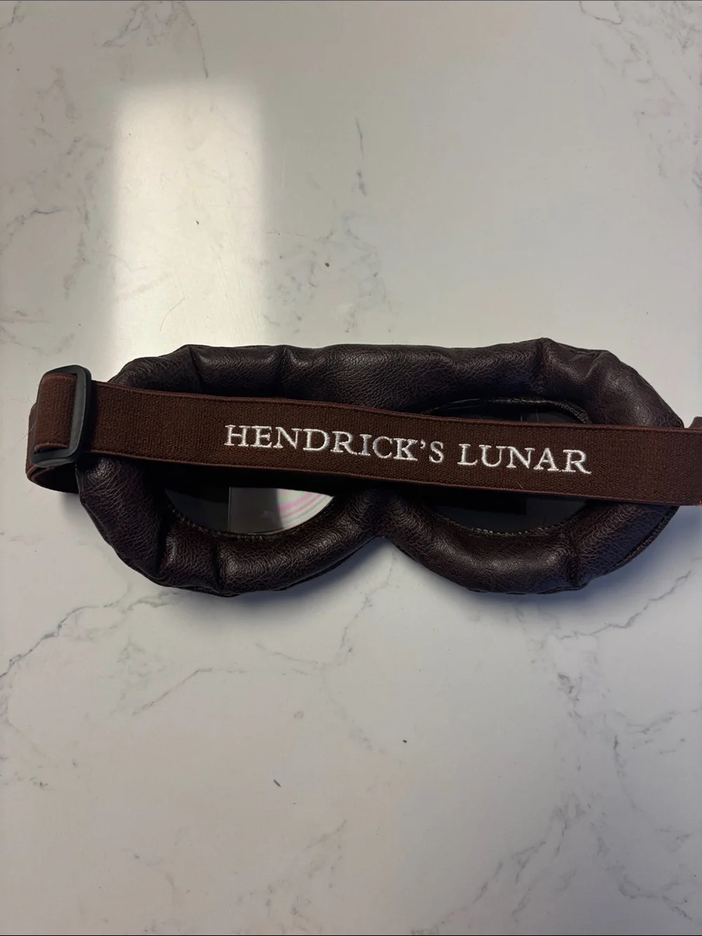 Aviator Style Brown Leather Goggles with Blue Mirrored Lenses